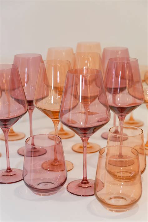 Estelle Colored Wine Stemware Set Of 6 Rose In 2021 Colored Glassware Colored Wine