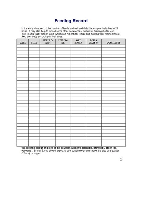 Printable Baby Feeding Schedule