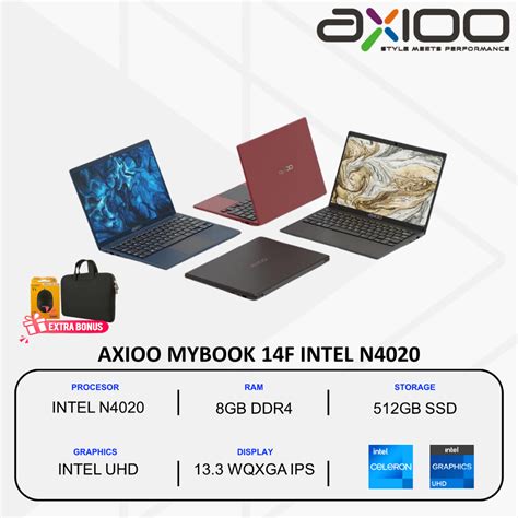 Jual Laptop Sekolah Axioo Mybook 14F Intel N4020 8Gb 512Gb Ssd Wqxga