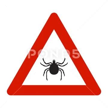 Warning Beware Of Ticks Vector Illustration Tick Insect In The