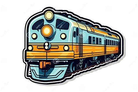 Train Sticker On White Background Generative Ai Stock Illustration