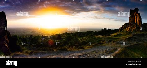 Castle sunset (Mow Cop Stock Photo - Alamy