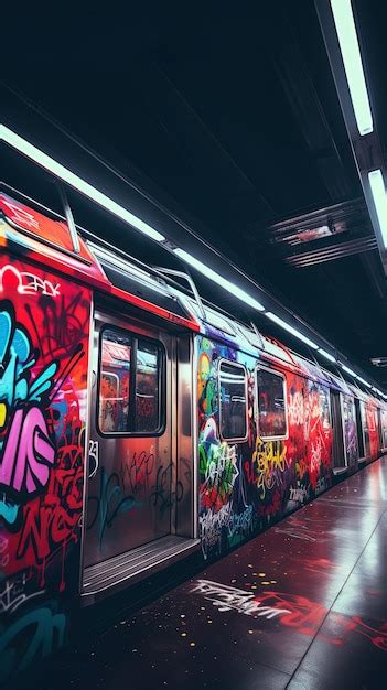 Premium AI Image | graffiti on a subway car