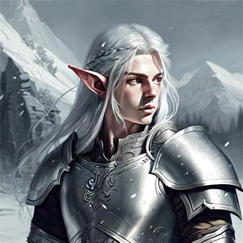 Handsome Male Elf Warrior With Long Silver Hair Sil Openart