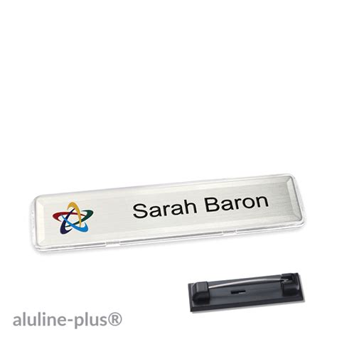 71 x 18 5 mm argent Porte badges avec épingle aluline plus SPRINTIS