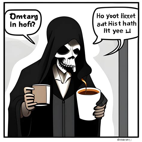 Grim Reaper Drinking Coffee Cartoon Arthub Ai