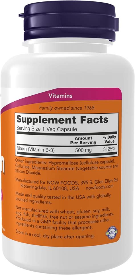 Now Supplements Niacina Vitamina B Mg Vitamina Essencial Do