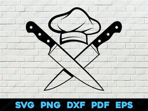 Chefs Hat Crossed Knives Svg Png Dxf Pdf Eps Cut File Clip Art Etsy