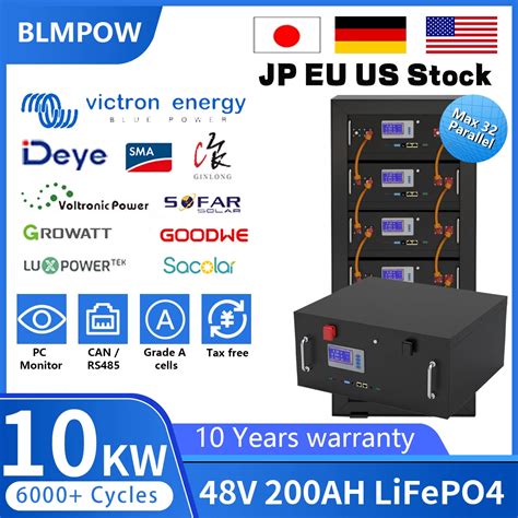 48v 200ah 100ah 180ah Lifepo4 Battery Pack Lithium Ion Battery 32 Parellel 10kw 5kw 6000 Cycle