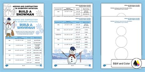 Eighth Grade Adding And Subtracting In Scientific Notation Build A Snowman