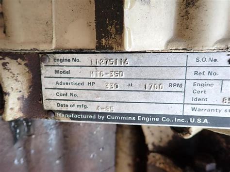 Used 1985 Cummins Ntc 350 Big Cam 855 Engine For Sale At Old Forge