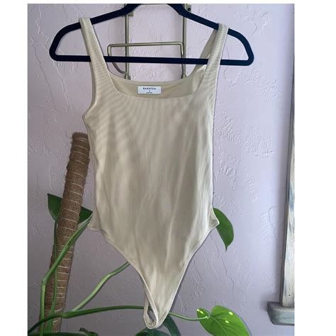 Babaton Thong Bodysuit Nude Size Small Depop Depop