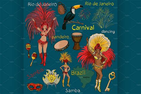 Hand Drawn Brazilian Carnival By Netkoff On Creativemarket How To