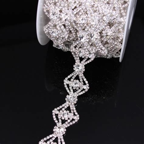 1 YARD Rhinestone Bridal Trim Bridal Kralen Zilver Grandado