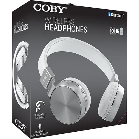 Coby Wireless Folding Stereo Headphones Silverwhite Fesco Distributors