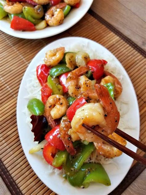 Black Pepper Shrimp Stuffed Peppers Asian Recipes Pepper Shrimp