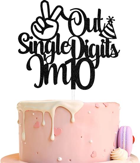 Amazon Out Single Digits I M Cake Topper Black Glitter Th