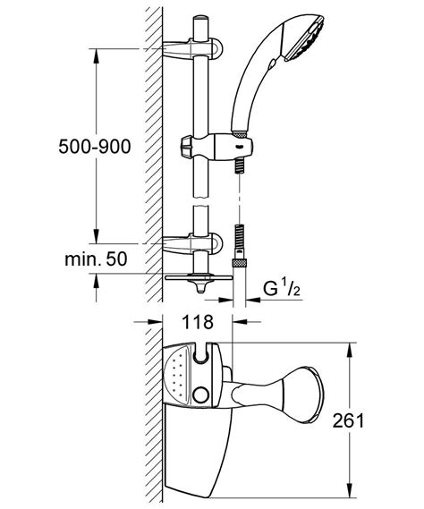 Movario 100 Five Shower Rail Set 5 Sprays Grohe