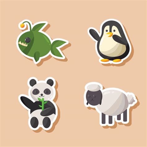 Cute Animal Sticker Set Collection 11785839 Vector Art at Vecteezy