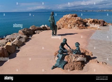 Statues and art on Cami de Ronda coast path to the east of Salou Costa ...
