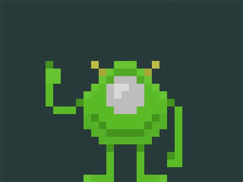 Famous Chracters In Pixel Art Mike Wazowski From Monsters Inc