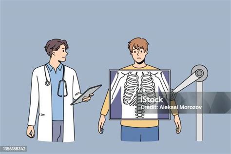 Doctor Examine Male Patient On Xray Stock Illustration Download Image