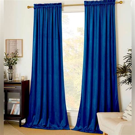 Nicetown Accents Nicetown Blue Velvet Curtain Panels Rod Pocket