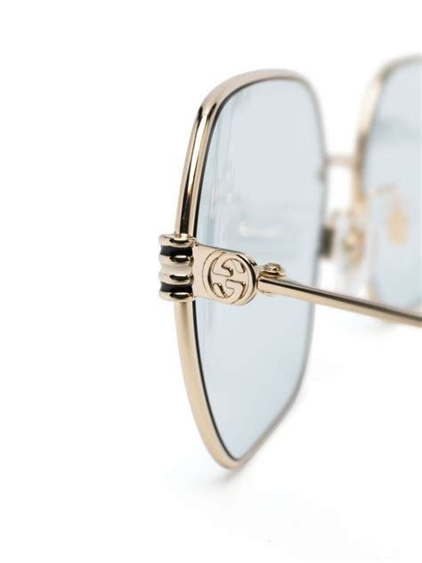 Gucci Eyewear Sonnenbrille Mit Geometrischem Gestell Gold FARFETCH DE