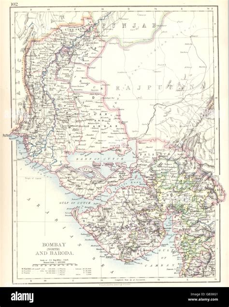 INDIA: Bombay Mumbai (North) and Vadodara Baroda Sindh, 1897 antique ...