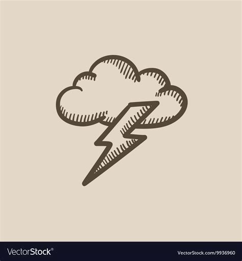 Cloud And Lightning Bolt Sketch Icon Royalty Free Vector