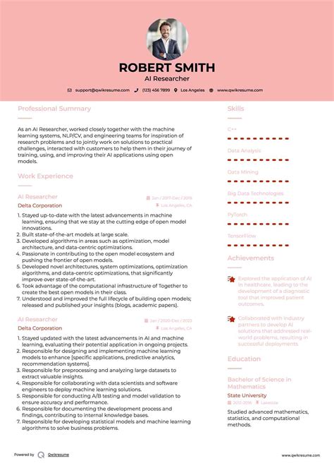 Ai Researcher Resume Samples Qwikresume