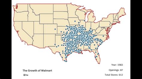 The Spread Of Walmarts Across The Us 1962 2006 Youtube