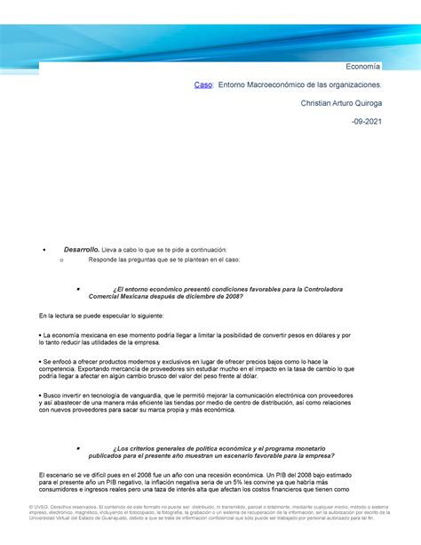 Macroeconómico economia uveg Economía Caso Entorno Macroeconómico de