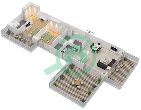 Floor Plans For Type H2 2 Bedroom Apartments In Grenland Residence