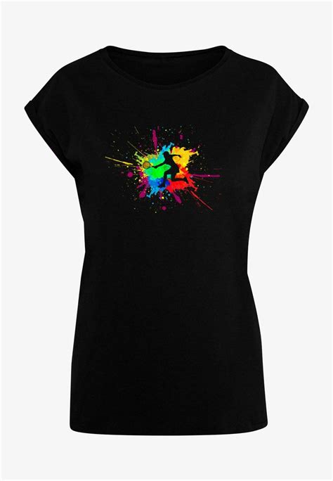 Merchcode Color Splash Player Extended Shoulder T Shirt Print Black