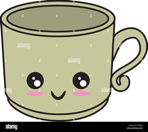 Delicious Coffee Mug Kawaii Cute Cartoon Vector Ilustration Stock