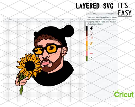 Bad Bunny Con Girasol Svg Cricut Svg Clipart Layered Svg Etsy México