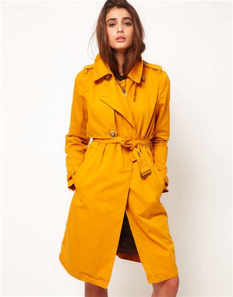 Lyst Diesel Trench Coat In Yellow