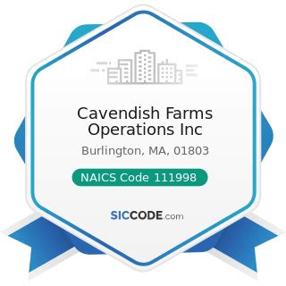 Cavendish Farms Operations Inc - ZIP 01803