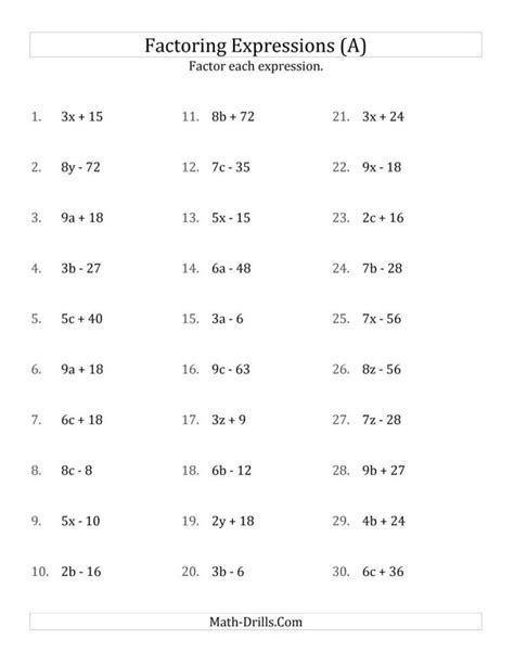 Factoring Trinomials A Worksheet Pdf