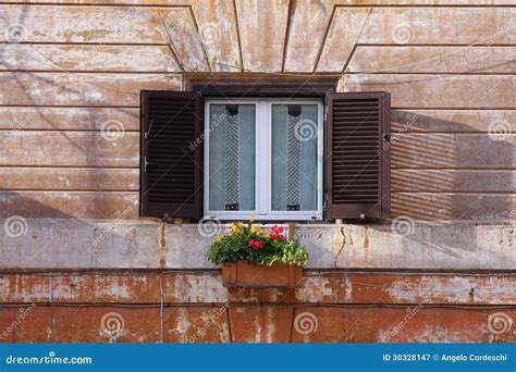 Window With Flowers In Rome Italy Stock Image Image Of Urban