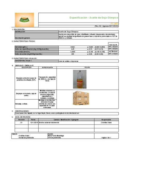 Copia De Ficha Tecnica Producto Plantilla Pdf Petróleo