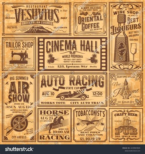 Vintage Newspaper Banners Old Advertising Vector Stock Vector Royalty