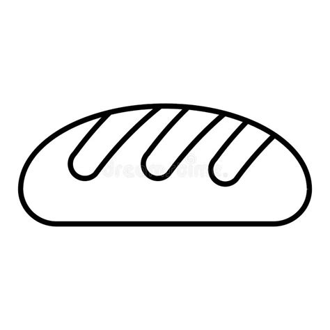 Wheat Bread Thin Line Icon Loaf Vector Illustration Isolated On White