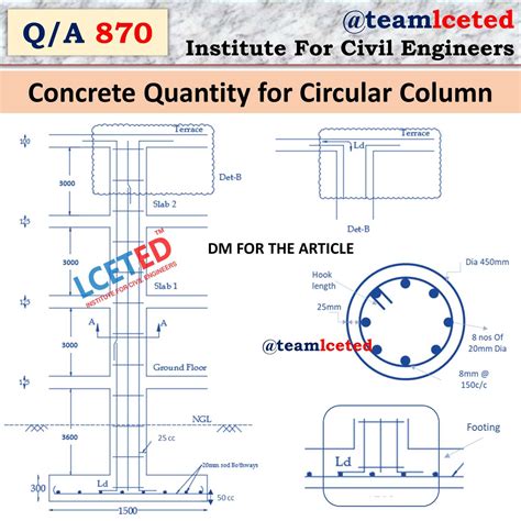 How To Calculate Concrete Quantity For Circular Column Lceted Lceted Institute For Civil