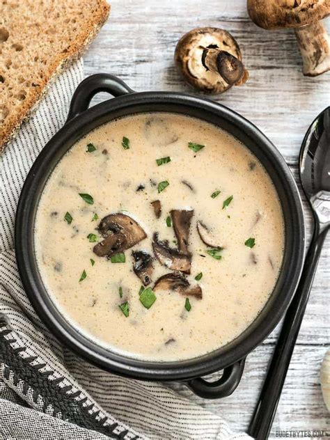 Creamy Garlic Mushroom Soup from Scratch - Budget Bytes