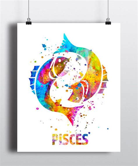 Pisces Watercolor Astrology Art Print Pisces Sign Pisces - Etsy ...