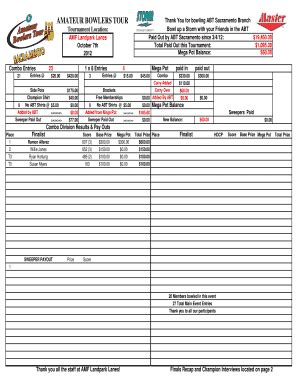 Fillable Online Amateur Bowlers Tour Fax Email Print Pdffiller