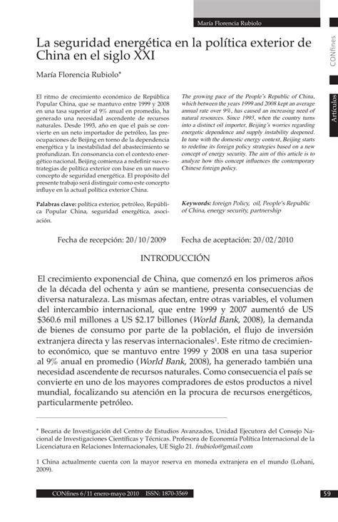 Pdf La Seguridad Energ Tica En La Pol Tica Exterior De China En El