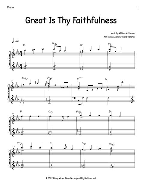 Great Is Thy Faithfulness Arr Living Water Piano Worship By Living